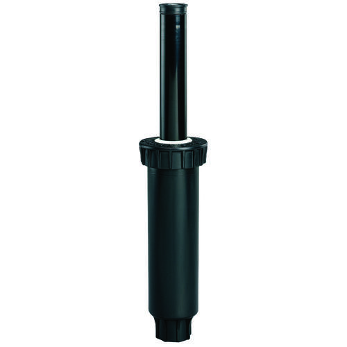 54537 Sprinkler Head, 1/2 in Connection, Female Thread, 2 in H Pop-Up, 4 to 28 ft, Center Strip Nozzle, Plastic Black