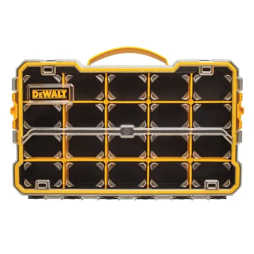 Pro Organizer, 17-5/8 in L, 11 in W, 2-7/8 in H, 20-Compartment, Polycarbonate, Black/Yellow