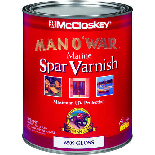 McCloskey 080.0006509.005XCP4 Marine Spar Varnish Man O' War Gloss Clear WaterBased 1 qt Clear