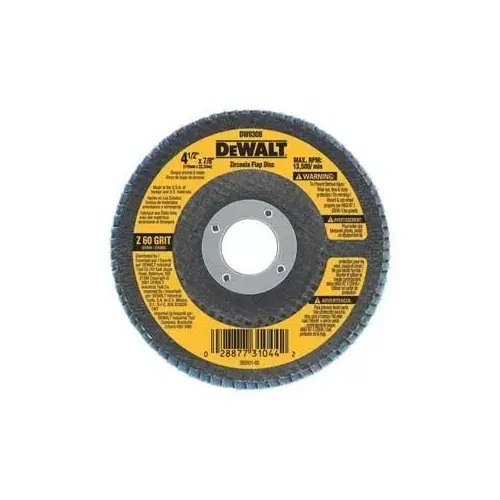 Flap Disc, 4-1/2 in Dia, 5/8-11 Arbor, Coated, 120 Grit, Zirconia Alumina Abrasive, Cloth Backing