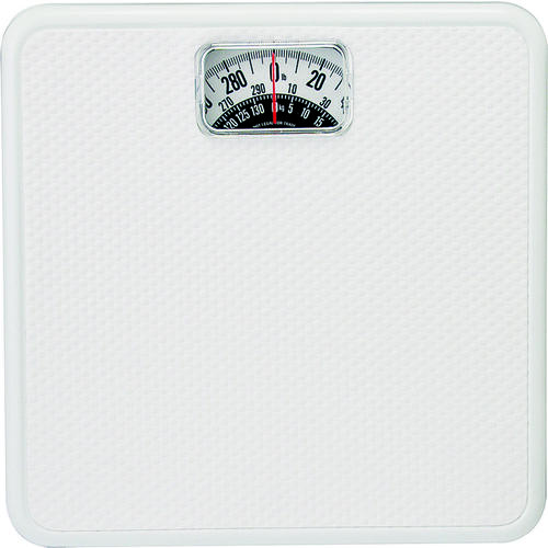 TAYLOR 20005014T Bathroom Scale, 300 lb Capacity, Analog Display, White, 10-3/4 in OAW, 10.3 in OAD, 1.8 in OAH