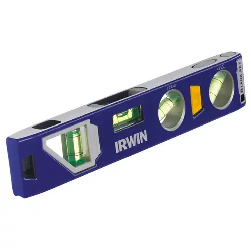 Irwin 1794153 Torpedo Level, 9 in L, 4 -Vial, Magnetic, Aluminum Blue