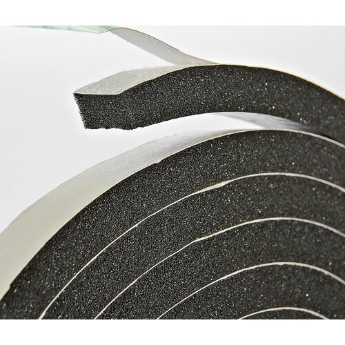 Foam Tape, 3/4 in W, 10 ft L, 7/16 in Thick, Rubber, Black