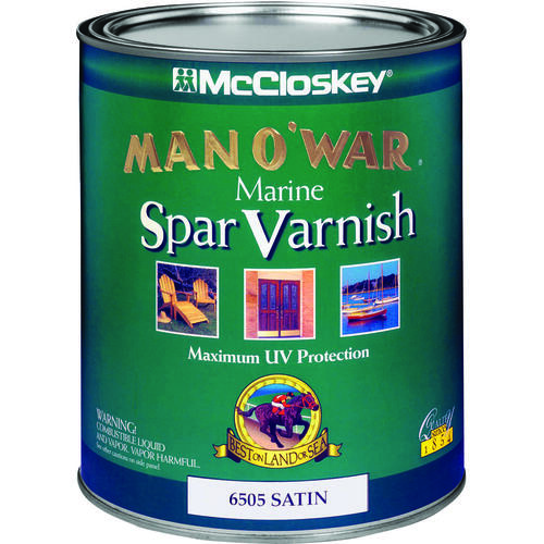McCloskey 080.0006505.005XCP4 Marine Spar Varnish Man O' War Satin Clear 1 qt Clear pack of 4