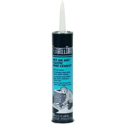 Plastic Roof Cement, Black, Paste, 11 oz Cartridge