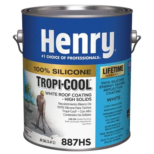 HENRY HE887HS042 Tropi-Cool Series Roof Coating, White, 0.9 gal Pail, Liquid