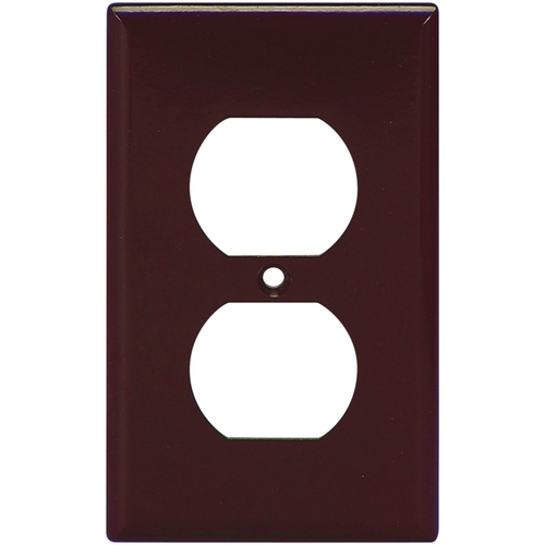 Receptacle Wallplate, 4-1/2 in L, 2-3/4 in W, 1 -Gang, Thermoset, Brown, High-Gloss