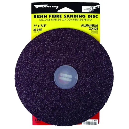 Sanding Disc, 7 in Dia, 7/8 in Arbor, Coated, 24 Grit, Extra Coarse, Aluminum Oxide Abrasive