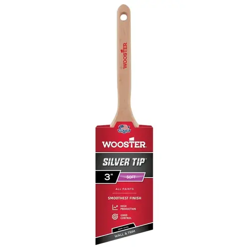 SILVER TIP Paint Brush, 3 in W, Semi-Oval Brush, Polyester Bristle, Sash Handle