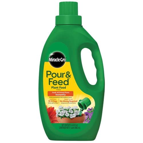 Pour & Feed 1006002 Plant Food, 32 oz Bottle, Liquid, 0.02-0.02-0.02 N-P-K Ratio Green