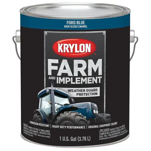 KRYLON K01967000-XCP4 Farm and Implement Paint, High-Gloss, Ford Blue, 1 gal - pack of 4