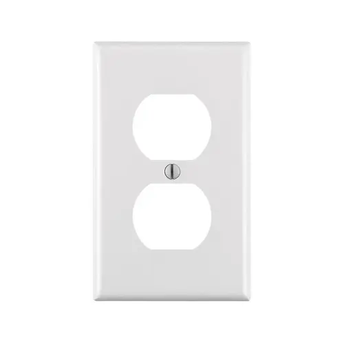 88003 Receptacle Wallplate, 4-1/2 in L, 2-3/4 in W, 1 -Gang, Thermoset Plastic, White, Smooth - pack of 20