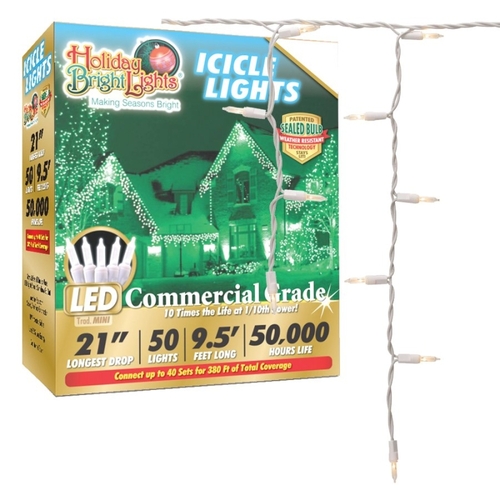 Holiday Bright Lights LEDBX-T570-IC-WW Icicle Light Set, 70-Lamp, LED Lamp, Warm White Light, 50,000 hr Average Life