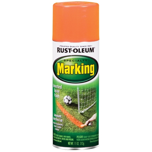 SPECIALTY Marking Spray Paint, Flat, Fluorescent Orange, 11 oz Aerosol Can - pack of 6