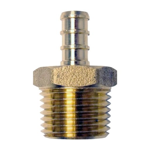 Pipe Adapter, 3/8 x 1/2 in, Barb x MPT, Brass, 200 psi Pressure