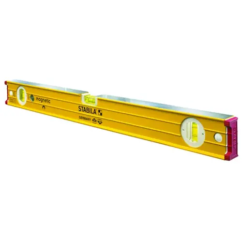 I-Beam Level, 24 in L, 3-Vial, Magnetic, Aluminum, Yellow