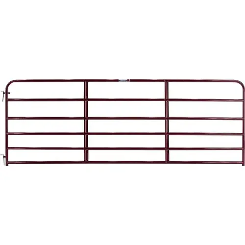 Tarter 6ER10 Tube Gate, 10 ft W Gate, 50 in H Gate, Steel Frame, Red