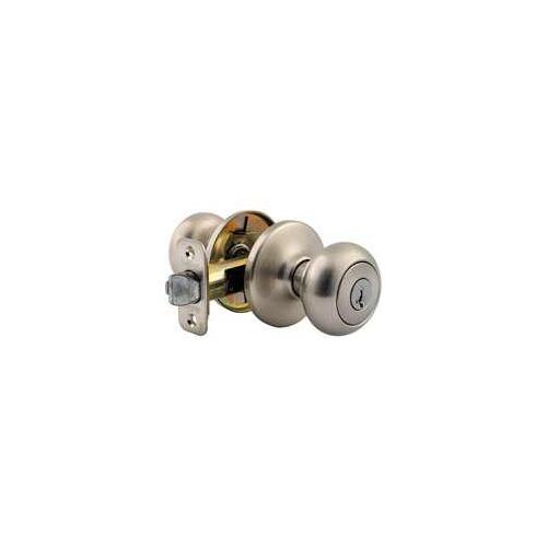 Keyed Entry Knob, Brass, Satin Nickel