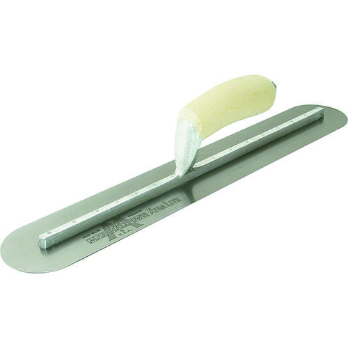 Marshalltown 13526 Finishing Trowel, 20 in L Blade, 4 in W Blade, Spring Steel Blade, Round End, Curved Handle