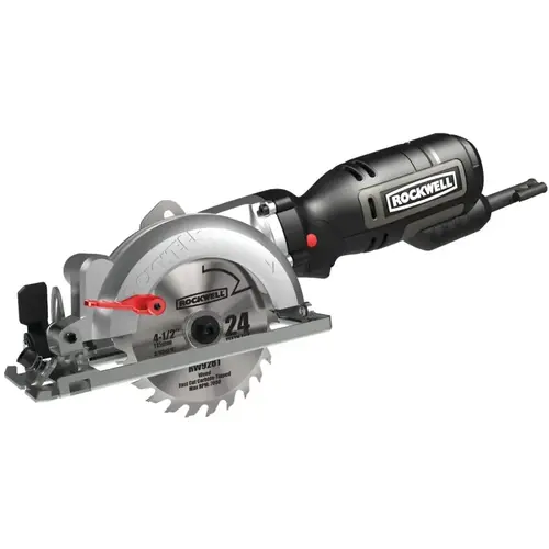 Rockwell RK3441K Circular Saw, 5 A, 4-1/8 in Dia Blade, 3/8 in Arbor, 45 deg Bevel