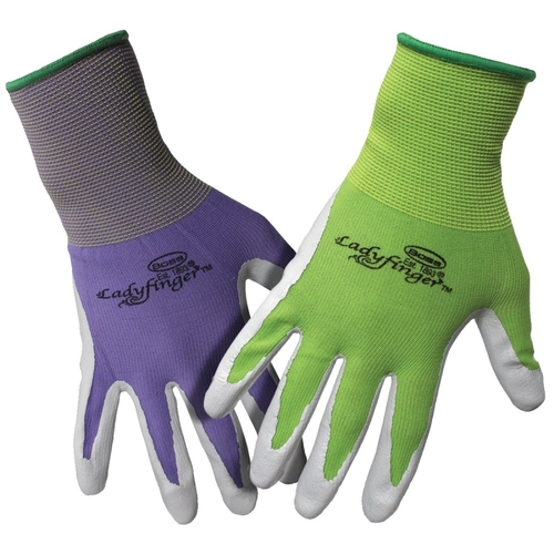 LADYFINGER Gloves Women's, S, Nitrile Coating, Nylon Glove, Assorted - pack of 12