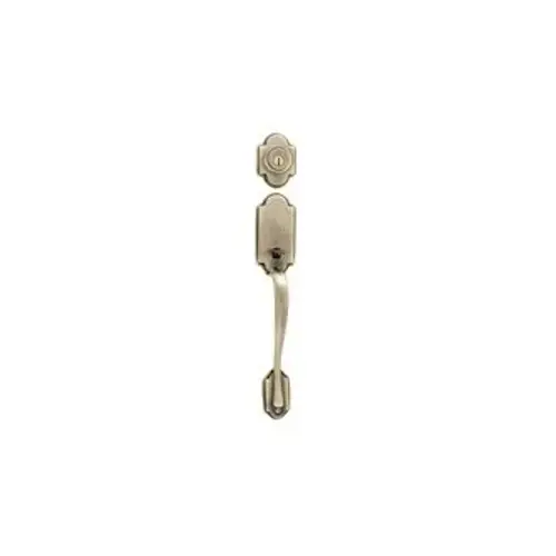 Kwikset 800AN-5-SMT-RCAL-RCS-LIP Handleset, 1 Grade, Antique Brass, 2-3/8 x 2-3/4 in Backset, KW1 Keyway, 1-3/4 in Thick Door