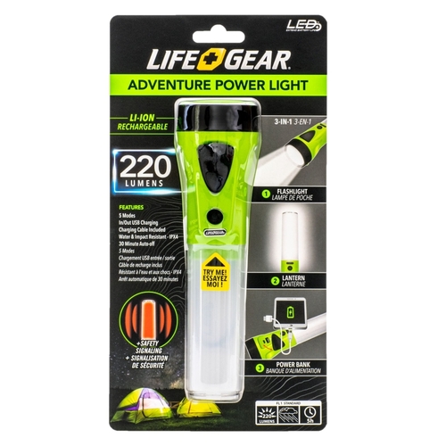Life+Gear 41-3747 Adventure Series Rechargeable Power Light, 1500 mAh, Lithium-Ion Battery, LED Lamp, 5 hr Run Time