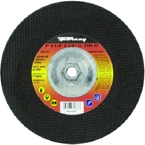 Grinding Wheel, 9 in Dia, 1/4 in Thick, 5/8-11 in Arbor, 24 Grit, Coarse, Aluminum Oxide Abrasive