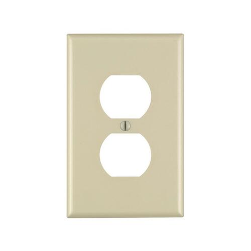 80503-I Receptacle Wallplate, 4-7/8 in L, 3-1/8 in W, Midway, 1 -Gang, Plastic, Ivory, Surface Mounting