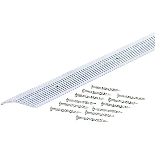 M-D 78071 Carpet Trim, 36 in L, 1.38 in W, Fluted Surface, Aluminum, Silver