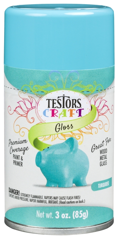 Testors 304358 Craft Paint, Gloss, Turquoise, 3 oz, Aerosol Can