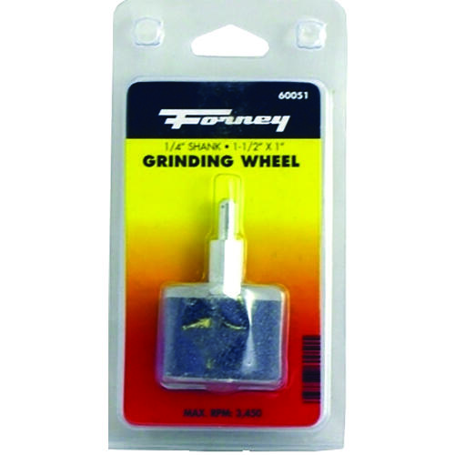 Forney 60051 Grinding Wheel, 1 x 1-1/2 in Dia, 1/4 in Arbor/Shank, 60 Grit, Coarse, Aluminum Oxide Abrasive