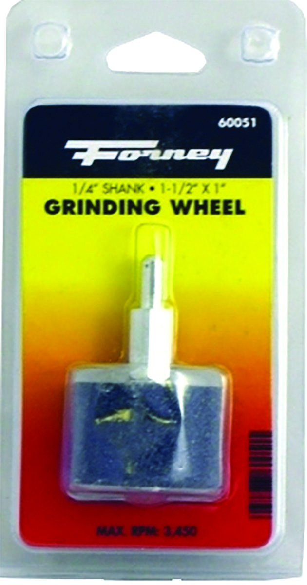 Forney 60051 Grinding Wheel, 1 x 1-1/2 in Dia, 1/4 in Arbor/Shank, 60 Grit, Coarse, Aluminum Oxide Abrasive