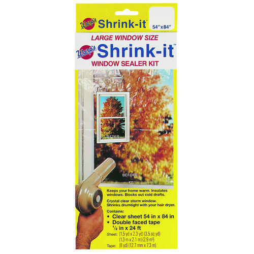 Shrink-it Series Window Sealer Kit, 54 in W, Clear