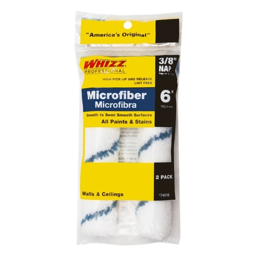 Whizz 74016 Mini Roller Cover, 3/8 in Thick Nap, Microfiber Cover - pack of 2