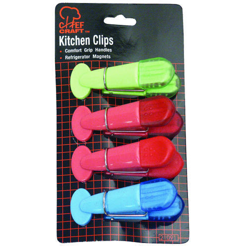 Kitchen Details 4 Pack Laser Cut PVC Magnetic Bag Clips, Assorted Designs 