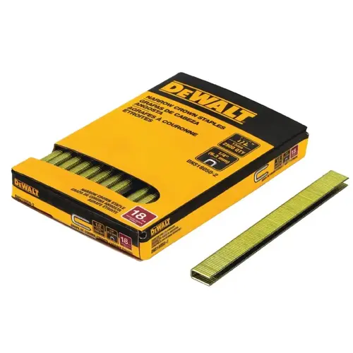 Crown Staple, 1/4 in W Crown, 1-1/2 in L Leg, 18 Gauge, Steel Yellow - pack of 2500