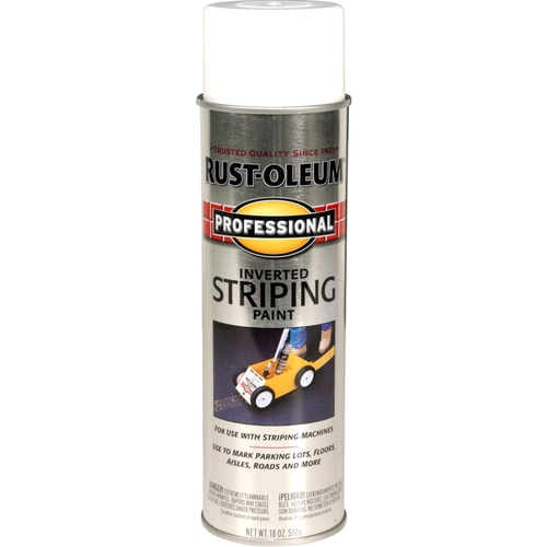 PROFESSIONAL Striping Paint Spray, White, 18 oz, Aerosol Can - pack of 6