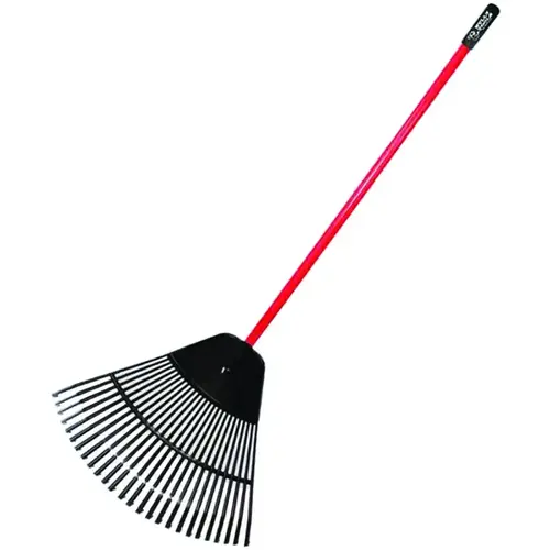 Leaf Rake, Poly Tine, 26-Tine, Fiberglass Handle, 41 in L Handle