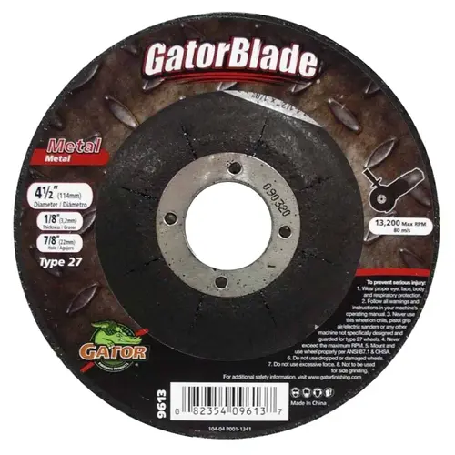 Grinding Wheel, 4-1/2 in Dia, 1/8 in Thick, 7/8 in Arbor, A24R Grit