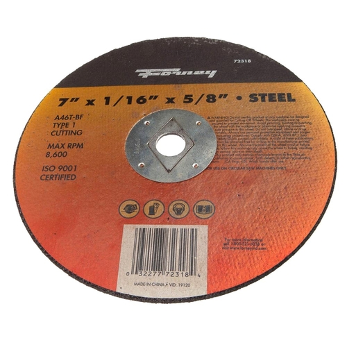 Cutting Wheel, 7 in Dia, 1/16 in Thick, 5/8 in Arbor, Aluminum Oxide Abrasive