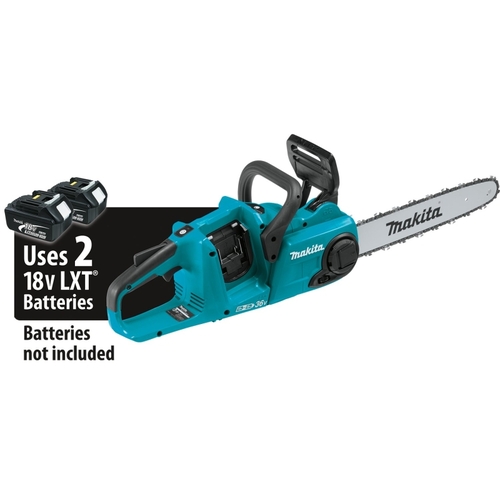 Makita XCU03Z Chainsaw, 5 Ah, 36 V Battery, Lithium-Ion Battery, 14 in L Bar/Chain, 3/8 in Bar/Chain Pitch, Teal