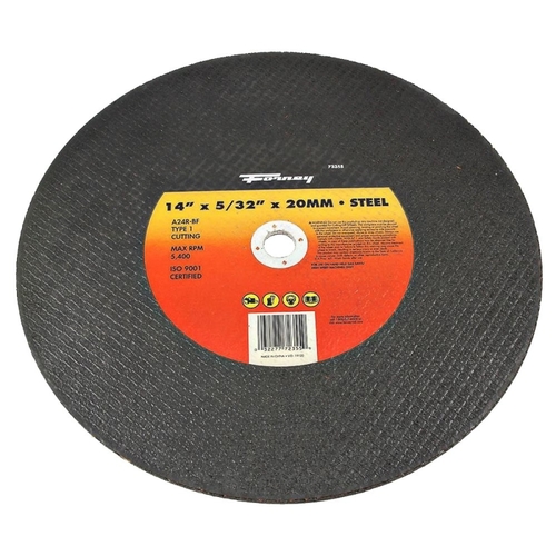 Cut-Off Wheel, 14 in Dia, 5/32 in Thick, 20 mm Arbor, Aluminum Oxide/Metal Abrasive