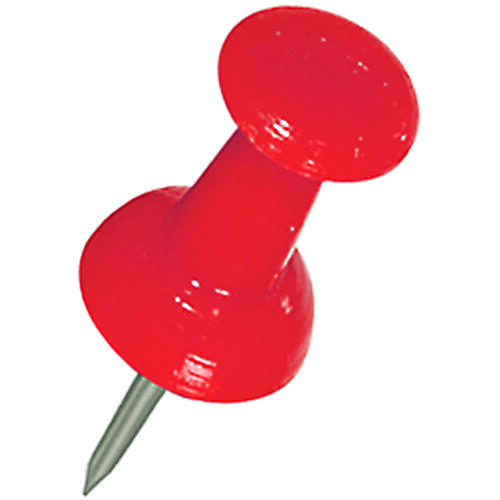 Push Pin, 5 in L, Plastic, Red - pack of 16