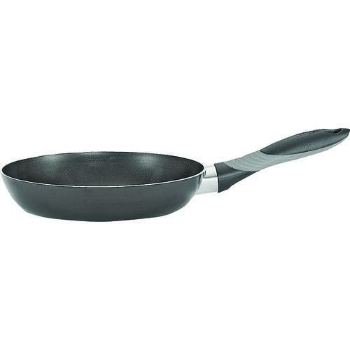 Saute Pan, 8 in Dia, Aluminum, Black, Soft-Grip Handle