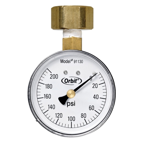 Underground Sprinkler Water-Pressure Gauge, 0-200 PSI, 3/4 In. FHT