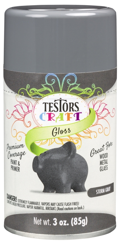 Testors 304357 Craft Paint, Gloss, Storm Gray, 3 oz, Aerosol Can