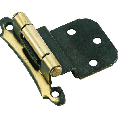 3/8" (10 mm) Inset Self Closing Face Mount Cabinet Hinge Antique Brass Finish - Pair