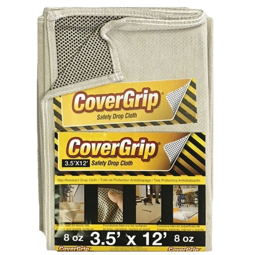 CoverGrip 351208 CoverGrip 351208/77357 Drop Cloth, 12 ft L, 3-1/2 ft W, Rubber