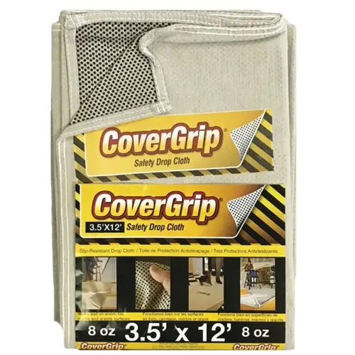 CoverGrip 351208 CoverGrip 351208/77357 Drop Cloth, 12 ft L, 3-1/2 ft W, Rubber Ivory